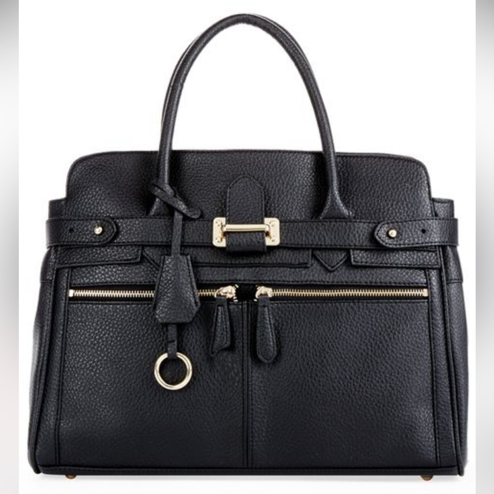 JUSTFAB Legacy Black Faux Leather Handbag Tote